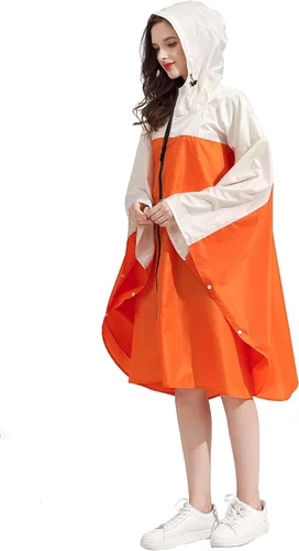 Vista 5 de Spmor Poncho de lluvia impermeable con capucha para adultos con cremallera