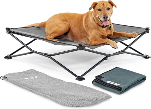 Vista 10 de Coolaroo On-The-Go - Kit de cama elevada para perros portátil y refrescante con tela HeatShield para perros pequeños, ligera y compacta, incluye