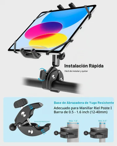 Vista 4 de Soporte de yugo para tableta, soporte de abrazadera de yugo para iPad para aviones, brazo de metal ajustable de 360° entrenador de aviación soporte