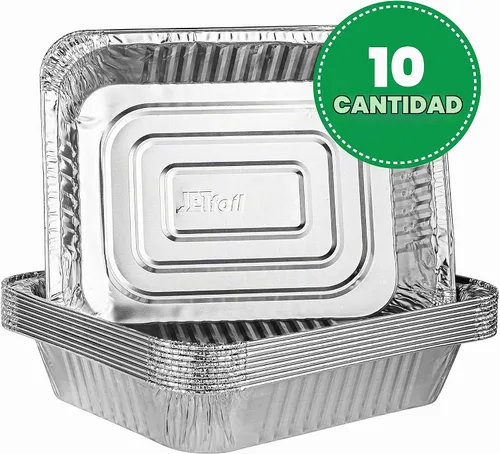 Vista 2 de PLASTICPRO Bandejas desechables de papel de aluminio 9 x 13, tamaño medio profundo, para hornear - Utensilios de cocina perfectos para hornear
