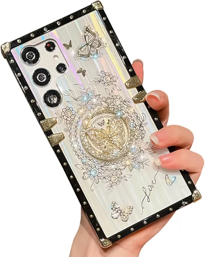 Vista 41 de Funda Rectangular de Lujo Femenina Compatible con iPhone 16 Pro Max Diseñada con Soporte de Anillo de Diamante con Función de Atril