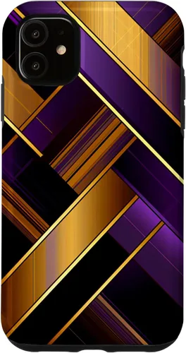 Vista 8 de Púrpura Negro Oro Plaid Patrón A Cuadros Amantes Caso Para iPhone 16