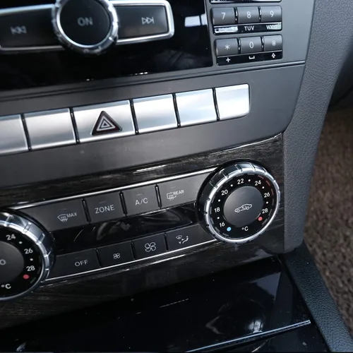 Vista 5 de YIWANG Marco de perilla de control central de ABS cromado para Mercedes Benz Clase C W204 2011-2014 Accesorios de automóvil (grano de madera negra)