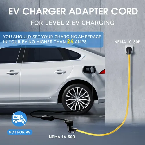 Vista 2 de Cable adaptador de cargador EV NEMA 10-30P a 14-50R de 20 pies, secadora de 30 amperios a EV de 50 amperios para carga de nivel 2, cable