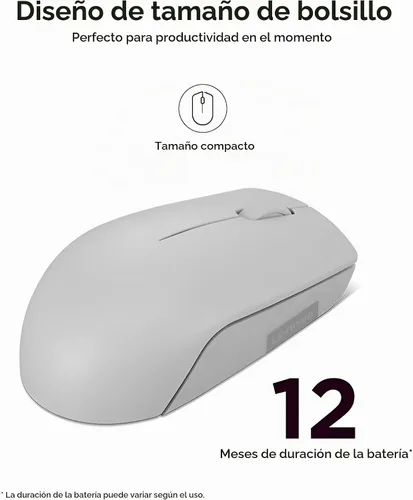 Vista 2 de Ratón inalámbrico Lenovo 300 – Ratón de computadora para PC, portátil con Windows – Diseño ambidiestro – Receptor Nano USB de 2.4 GHz – 12 meses