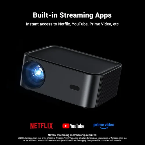 Vista 10 de HAPPRUN Proyector inteligente Full HD con aplicación de transmisión Negro