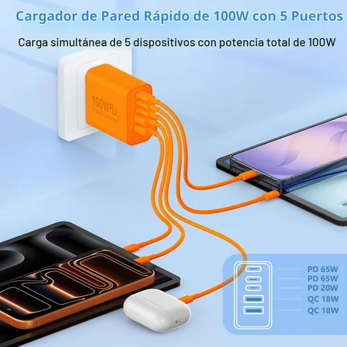 Vista 3 de QZIIW Bloque de cargador rápido de pared USB C, bloque de carga rápida tipo Naranja