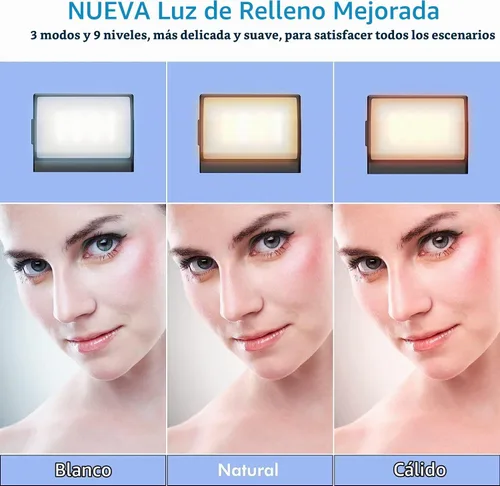 Vista 2 de Trípode Cuadrápode para Palo de Selfie de 41" con 2 Luces de Relleno Recargables, Trípode Extensible con Control Remoto Bluetooth, Acero Inoxidable