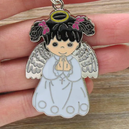 Vista 2 de Regalo de fiesta de bautismo (12 piezas) Llavero de niña ángel rezando/Recuerdos de bautizo/Primera Comunión/Recuerdos de Bautizo/Recuerdos