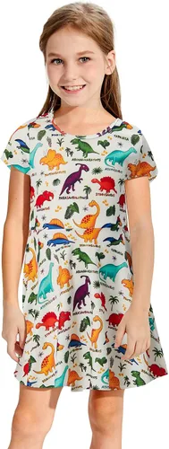 Vista 2 de ALISISTER Vestido de verano de manga corta para niñas pequeñas, 2-9T