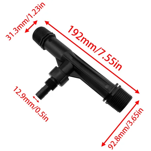 Vista 4 de Inyector de fertilizante Venturi negro 1 pulgada Inyector de fertilizante de riego Inyector Herramienta de riego agrícola