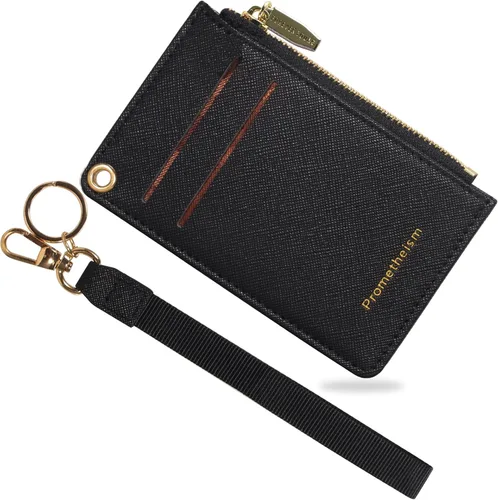 Vista 30 de Carteras pequeñas para mujer, tarjetero de piel delgado, cartera de monedas con llavero
