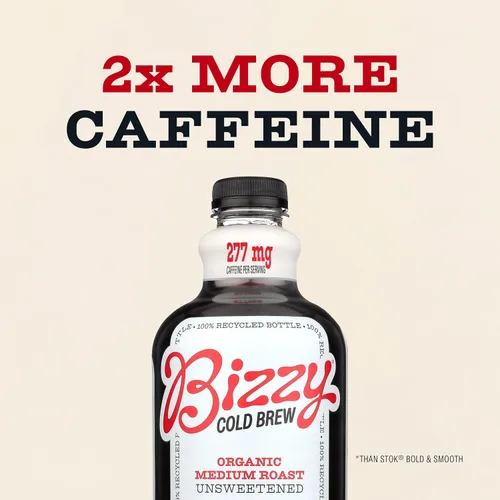 Vista 10 de Bizzy Cold Brew Café orgánico sin azúcar, 48 onzas, rojo, tostado medio, 48 onzas líquidas