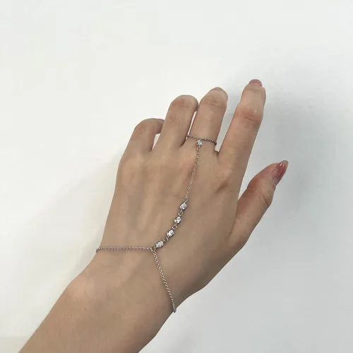 Vista 6 de Pulsera de plata de ley 925 para mujer, pulsera de mano para mujer, pulseras esclavas de 7 a 9 pulgadas ajustable