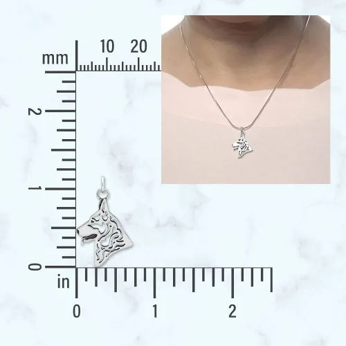 Vista 5 de Colgante de plata de ley con diseño de perro pastor alemán