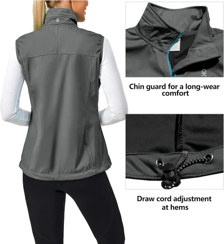 Vista 3 de Little Donkey Andy Chaleco Softshell ligero a prueba de viento para mujer, para golf, tenis, correr, ciclismo