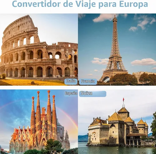 Vista 5 de ANTPO - Convertidor de voltaje de 220 V a 110 V de EE. UU. a Europa con 2 puertos USB, 2 USB C PD 20 W, 2 salidas de CA convertidor de viaje
