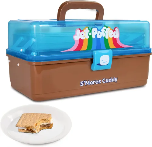Vista 7 de Nostalgia Máquina eléctrica S'mores de mesa para interiores, kit de Smores con palitos para asar malvaviscos y 4 bandejas Lazy Susan para galletas