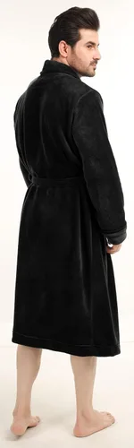Vista 2 de NY Threads - Bata de baño lujosa en tejido polar con cuello de chal para hombre