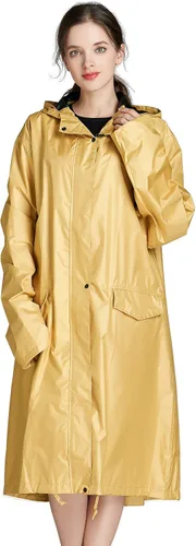 Vista 2 de Chubasquero largo impermeable para mujer con cremallera y bolsillos al aire libre