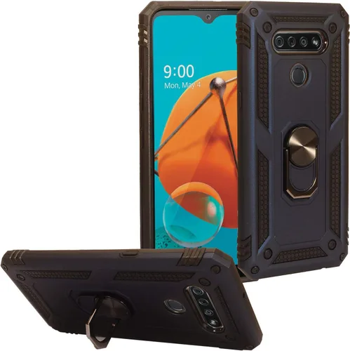 Vista 15 de Para LG K51, LG Reflect (LM-K500) - Funda híbrida con soporte de anillo - RS2 Negro