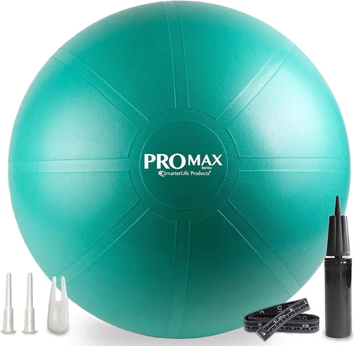 Vista 8 de SmarterLife PRO MAX - Pelota de entrenamiento para fitness, yoga, equilibrio, estabilidad o parto para embarazo y parto, ideal como silla de pelota