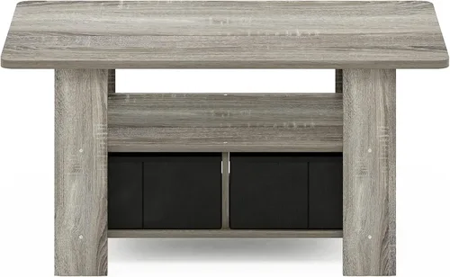 Vista 6 de Furinno Andrey - Mesa de café con cajón, color roble francés gris/negro