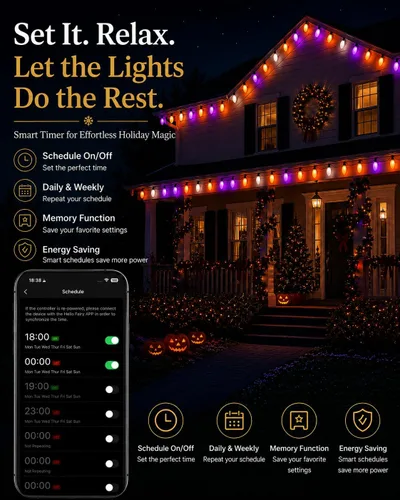 Vista 8 de Probro Smart C9 - Guirnalda de luces LED de Navidad para exteriores, 49