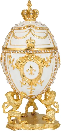 Vista 9 de QIFU Pintado a mano rosa grande Faberge huevo estilo esmalte baratija caja con bisagras, regalo único para la familia (QF2049)