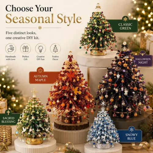 Vista 9 de ZSJO Kit de árbol de Navidad con cuentas para adultos, juego de manualidades de cristal, decoración de mesa (#D)