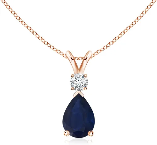 Vista 110 de Angara Colgante de lágrima de zafiro azul natural con diamante en plata/oro macizo de 14 quilates/platino Cumpleaños, compromiso, aniversario