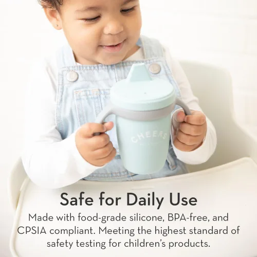 Vista 5 de Taza de silicona Bella Tunno, taza de entrenamiento con asas de transición para bebés, niños pequeños y niños, bebés de 6 a 12 meses y niños