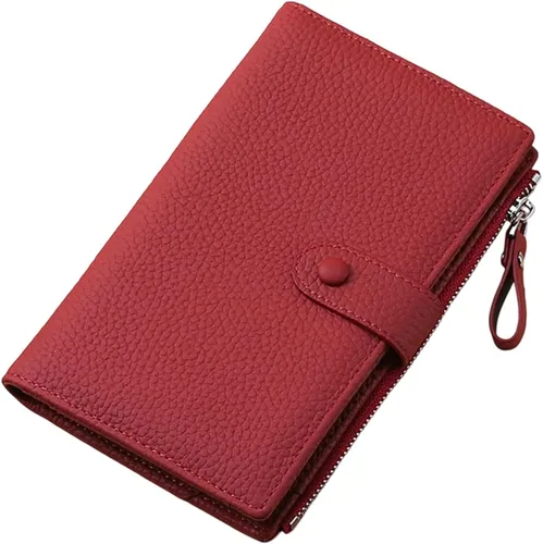 Vista 8 de Cartera para mujer, con cremallera y bolsillo para monedas, con bloqueo Rfid, billetera delgada de cuero para mujer, Beige, Classic