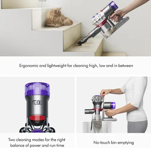Vista 5 de Dyson Aspiradora de mano para coche y bote, inalámbrica y ligera, limpia superficies duras y tapicería, 115AW, 2 modos de potencia, hasta 50 minutos²