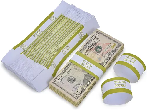 Vista 4 de L LIKED Paquete de 500 correas de moneda autosellantes para billetes de dinero (oro $10000-500 PCS)