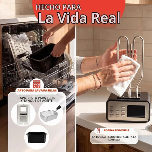 Vista 7 de Gourmia Freidora de encimera de 3.2 cuartos de galón: freidora de aceite eléctrica con pantalla digital, control de temperatura ajustable de 280 °F