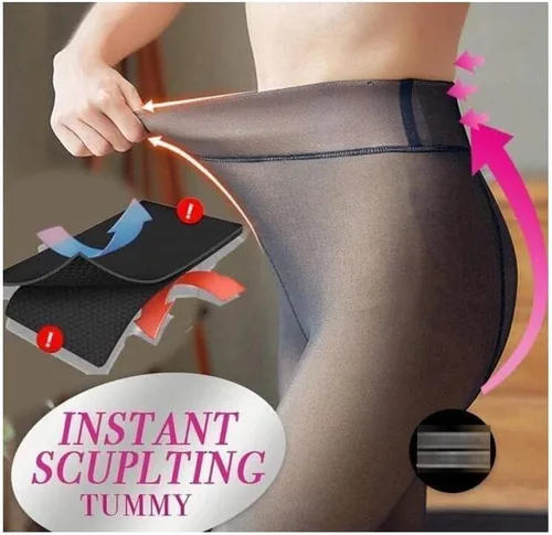 Vista 4 de Mallas con forro polar para mujer, mallas térmicas, falsas, translúcidas, color nude, de cintura alta, para invierno, cálidas, transparentes