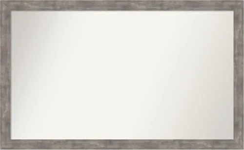 Vista 36 de Amanti Art Silver Bathroom Mirror for Over Sink, 26x45 Custom Made Marred Pewter Rectangle Vanity Mirror, Oversize Casual Wood Frame, Hangs Estaño