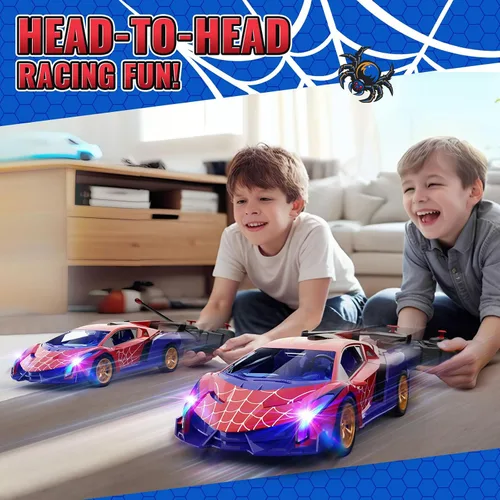 Vista 6 de ZIROKAY Coche de control remoto de araña con luces de flash multicolor, autos RC Drift, juguetes de araña, regalos para niños de 3, 4, 5, 6, 8, 7