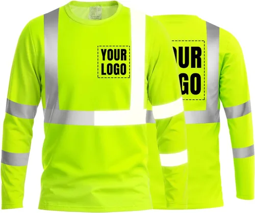 Vista 12 de La alta visibilidad reflexiva de las camisetas de la seguridad del logotipo de encargo Hola Vis de Verde neón - Estilo 8