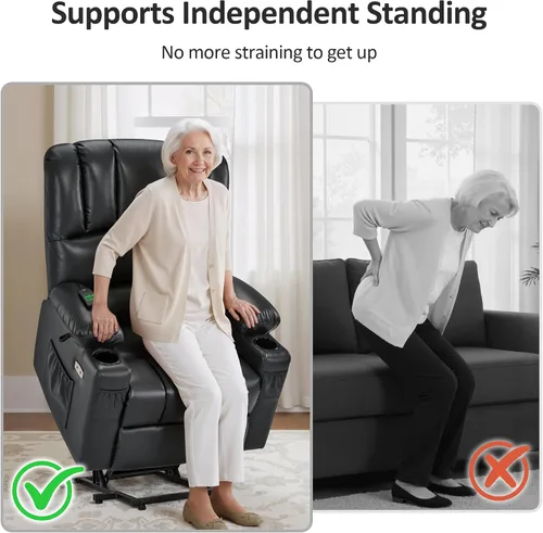 Vista 5 de MCombo Silla reclinable grande para ancianos altos, 7099 Negro