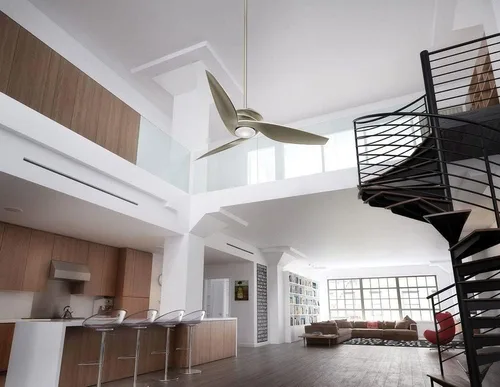 Vista 4 de KICHLER 300700NI Ventilador de techo con 3 aspas plateadas con luz de 17 vatios, níquel cepillado, 60