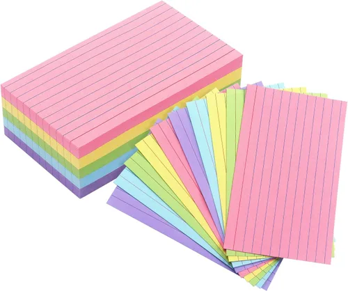 Vista 8 de Tarjetas de índice de color Tamaki 3 x 5 Tarjetas de notas rayadas Tarjetas flash para estudiar, tarjetas de índice rayadas para el hogar