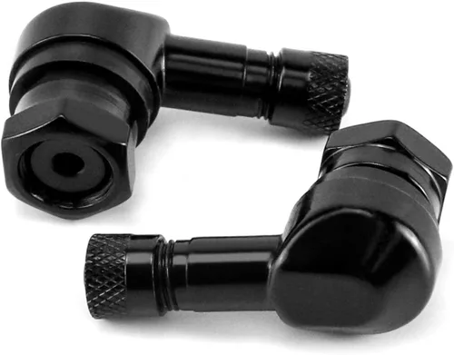 Vista 4 de QWORK Vástagos de válvula de neumático de motocicleta CNC, paquete de 2 vástagos de aire de válvula de aluminio de 90 grados y aleación de aluminio