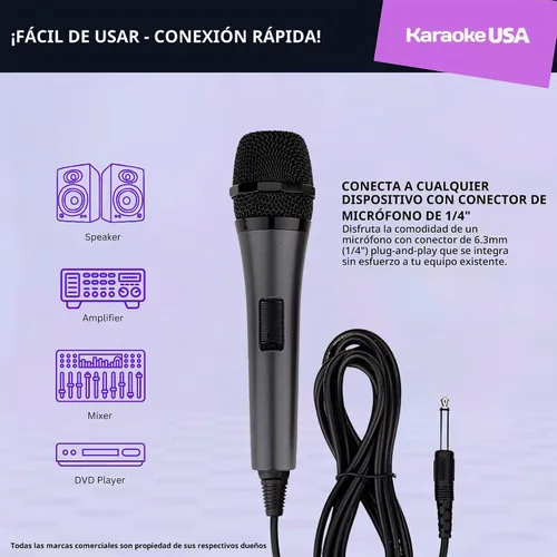 Vista 2 de Karaoke USA Micrófono dinámico profesional M187 (cableado), negro