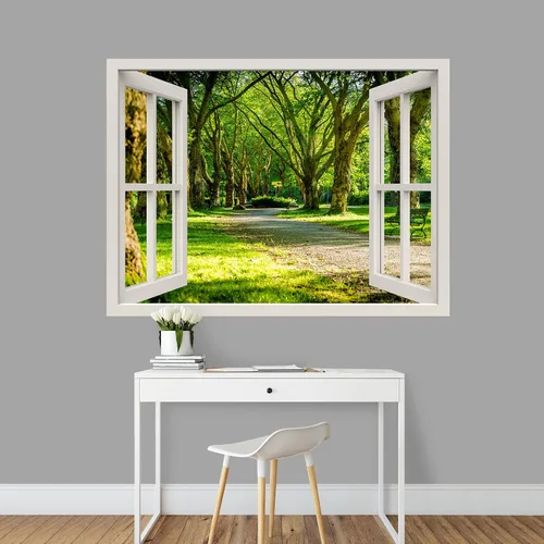 Vista 48 de IDEA4WALL Murales de pared para dormitorio, vista de ventana falsa, bosque, papel tapiz extraíble, calcomanías de pared para despegar y pegar, 24 x