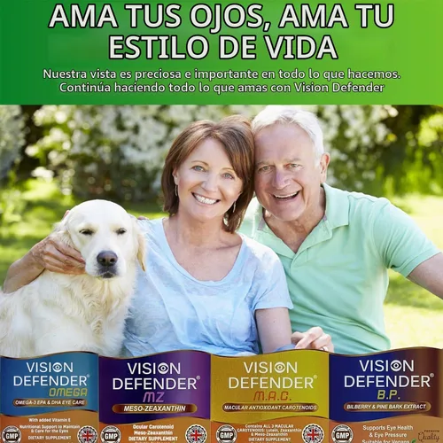 Vista 4 de Vision Defender AREDS2 Vitaminas para los ojos, luteína, zinc, cobre, veganas, 90 tabletas
