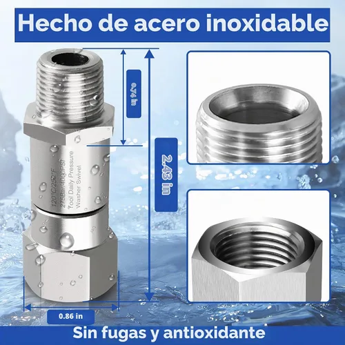 Vista 5 de Tool Daily Arandela a presión, rosca NPT de 3/8 pulgadas, 4000 PSI