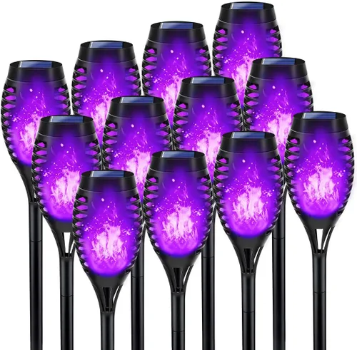 Vista 7 de Luces Solares para Exteriores, Paquete de 6 Luces Antorcha Solar con Llama Parpadeante, Luces de Navidad Impermeables para Decoración de Navidad