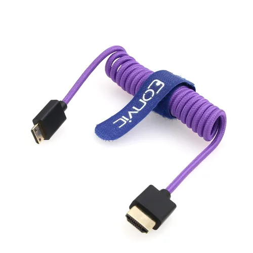 Vista 8 de 2.1 HDMI 8K HDMI macho a mini HDMI macho cable extensor de alta velocidad para monitor Canon Nikon Panasonic GH3 (negro en espiral 19.7 in)